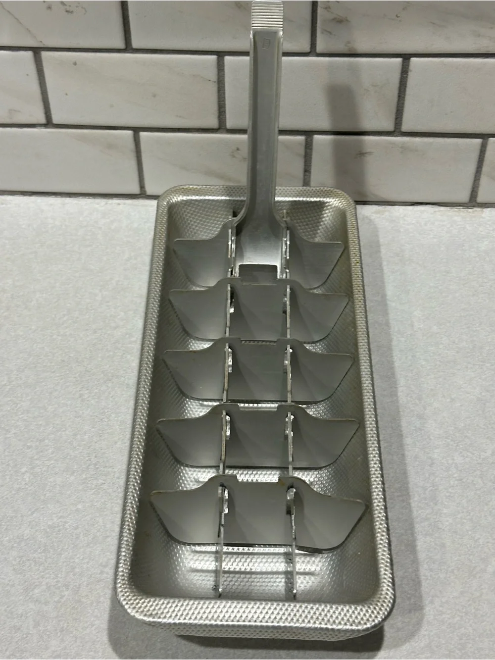 Vintage ALUMINUM ICE CUBE TRAY - 18 Perfect Ice Cubes Some Dents In Aluminum
